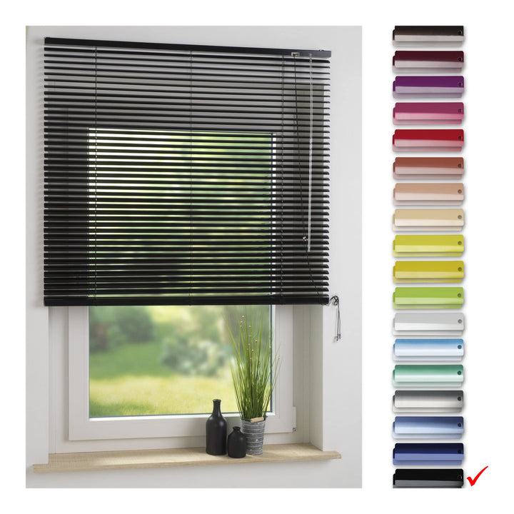 Liedeco | Aluminium-Jalousie | schwarz B180cm x H160cm, Schwarz