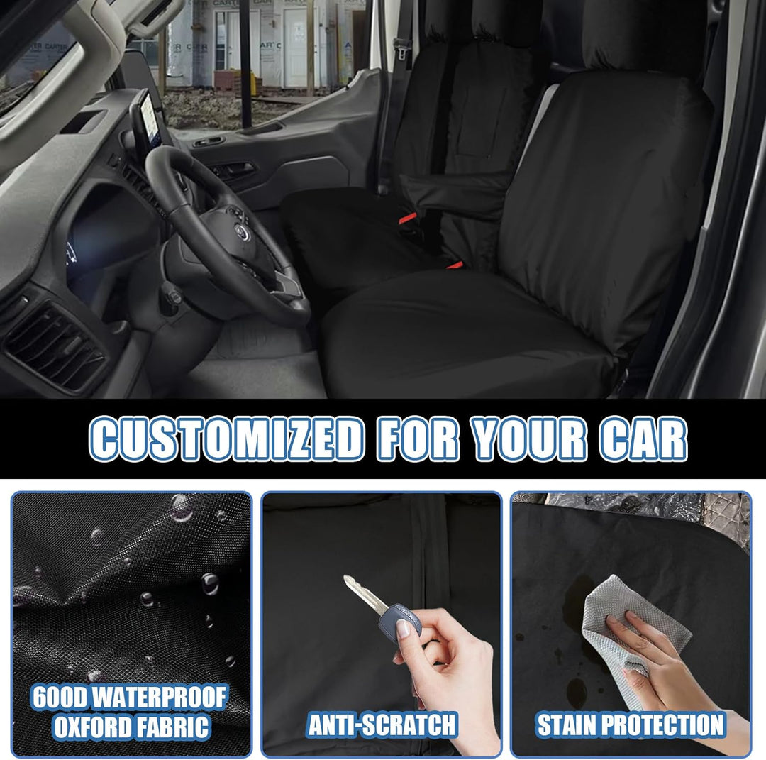 Soekodu Sitzbezüge kompatibel mit Ford Transit Custom 2013-2022 (3 Sitzer), 8er-Set Wasserdichter Vo