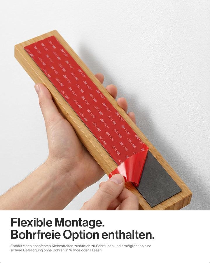 LARHN Magnetleiste Messer aus Bambus mit Extra Starkem Magnet - 40 cm - Messerhalter Magnetisch Holz