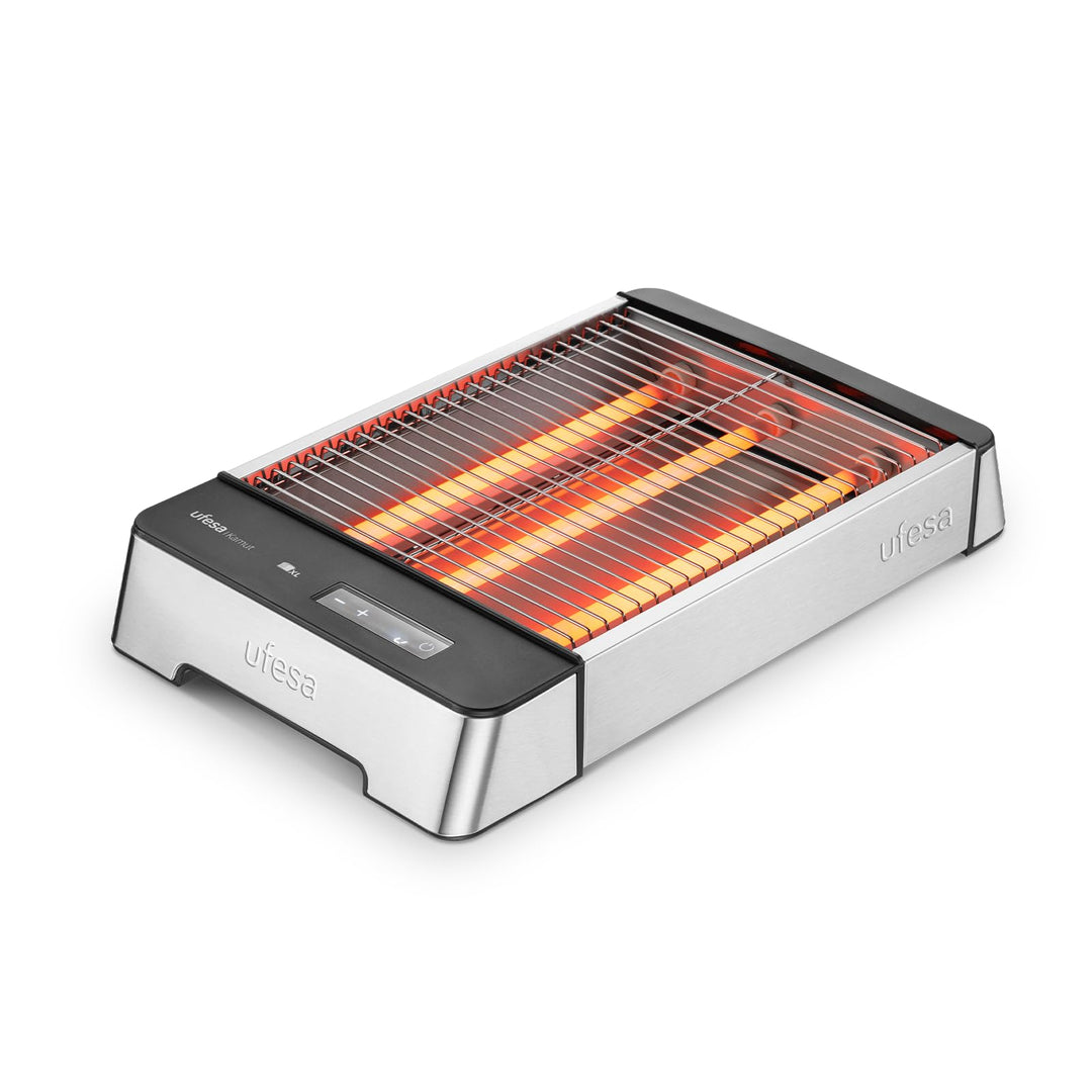Ufesa Flachtoaster Kamut, 1000W mit 3 Quarz-Heizelementen, Horizontaler Toaster aus Edelstahl, XL-Gr
