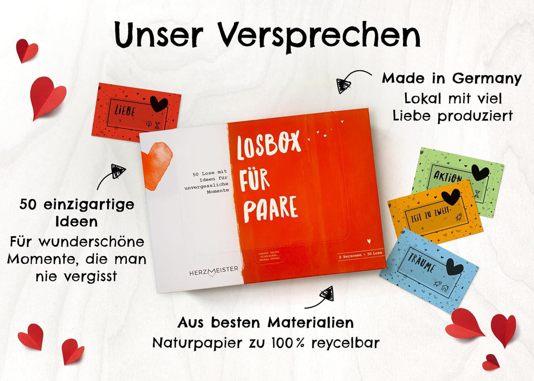 Losbox für Paare - Das Geschenk für unvergessliche Momente - 50 Lose mit Ideen für Spiel, Spass &amp; vi