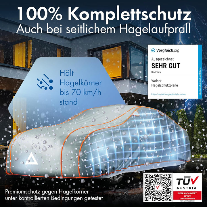 Walser Hagelschutz Abdeckplane Auto, Auszeichnung Sehr Gut* Auto Hagelschutzplane, TÜV geprüfte* Abd