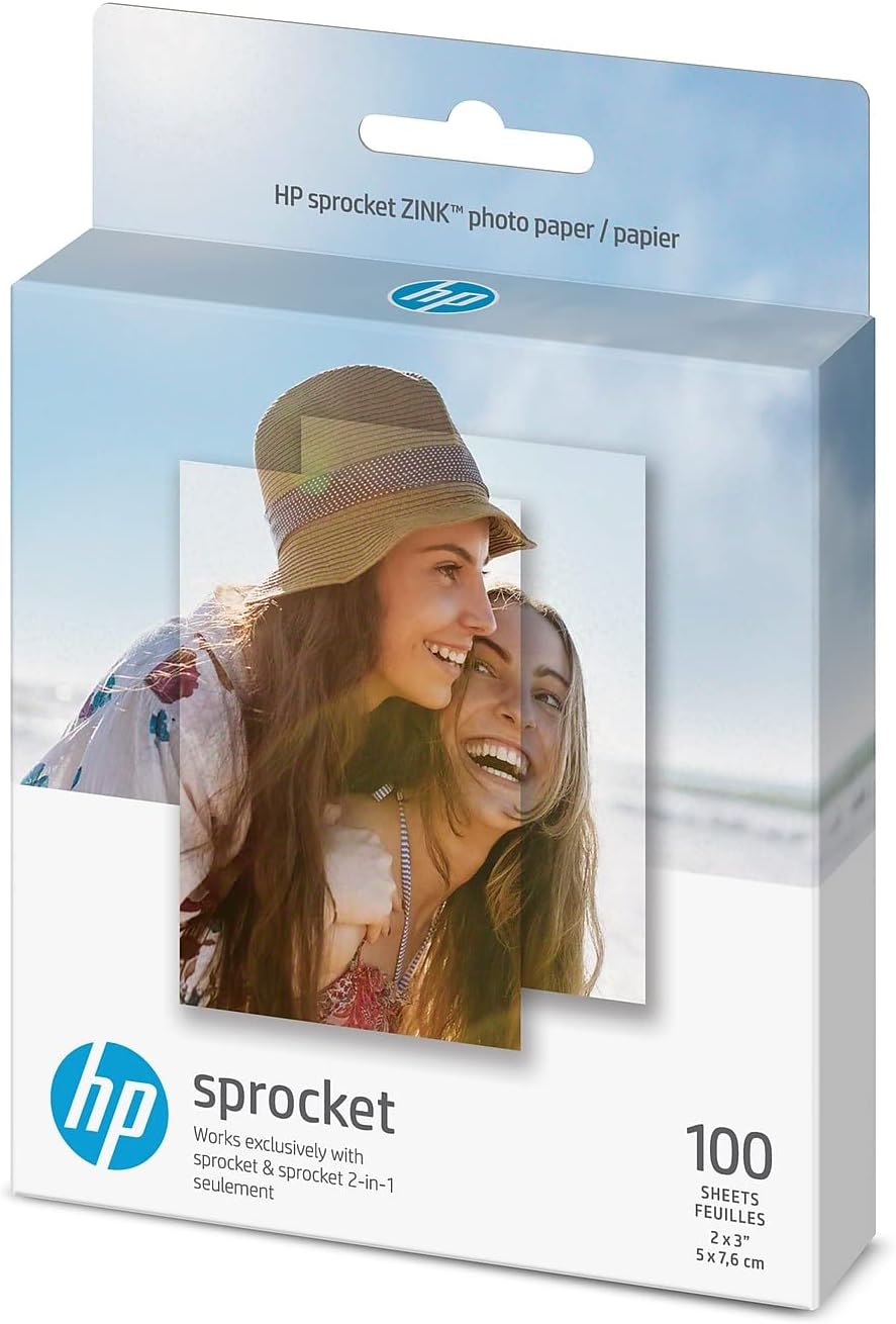 HP , Farbig, Sprocket Select Tragbarer Sofortbilddrucker mit 2,3 x 3,4 Zoll (Weiss) Zink-Papierbünde
