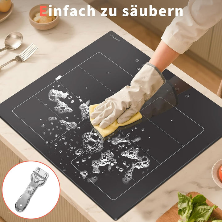 NOXTON Induktionskochfeld 4 Platten mit Doppelte Flexzonen, Induktionsfeld 60 cm Einbau mit Booster,