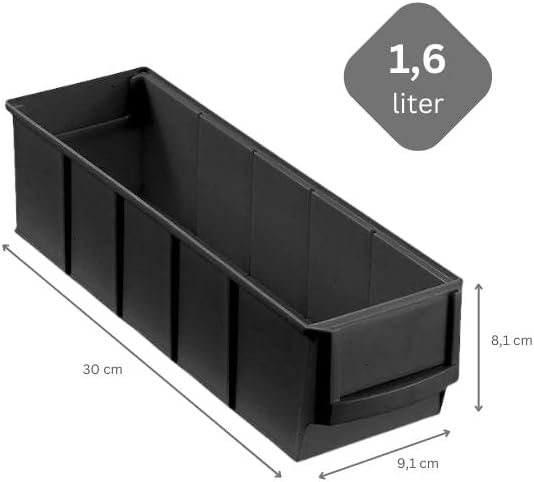 SparSet 10x Leitfähige Industriebox 300 S | HxBxT 8,1x9,1x30cm | 1,6 Liter | ESD, Sichtlagerkasten,