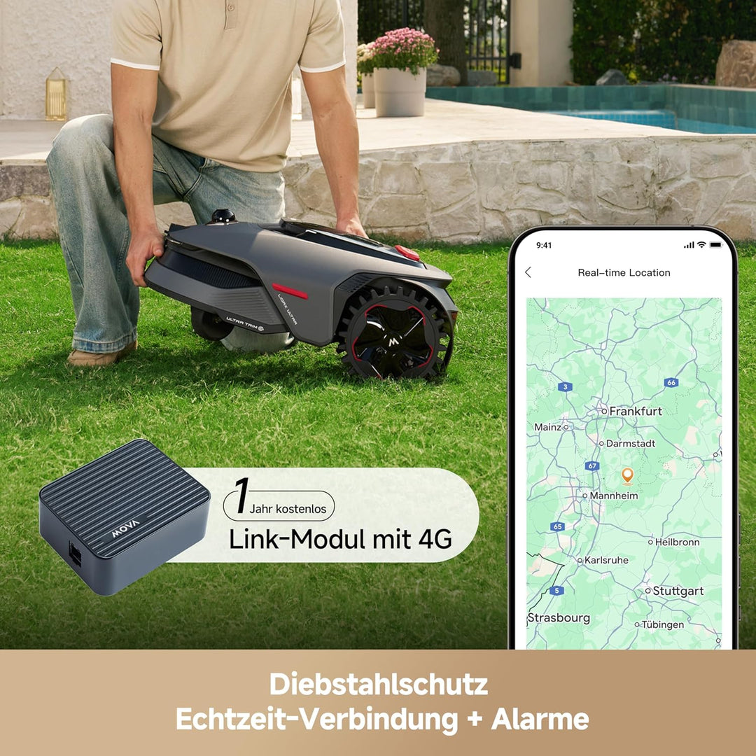 MOVA LiDAX Ultra 1600 Mähroboter ohne Begrenzungskabel mit 4G, Empf. 1600 m², ohne RTK & automatisch