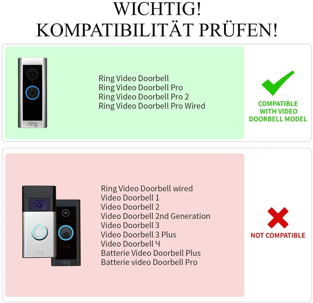 Edelstahl Blende für Ring Videotürklingel Pro Kabel/Video Doorbell Pro1 2 – Robuste Halterung und Zu