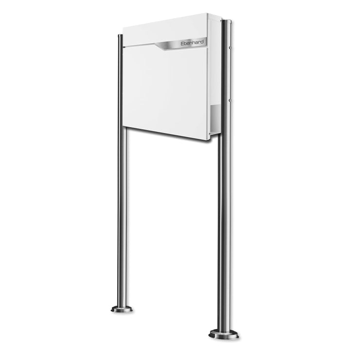Metzler® Standbriefkasten mit Zeitungsfach und Edelstahl-Namensschild in Weiss RAL 9016 witterungsbe