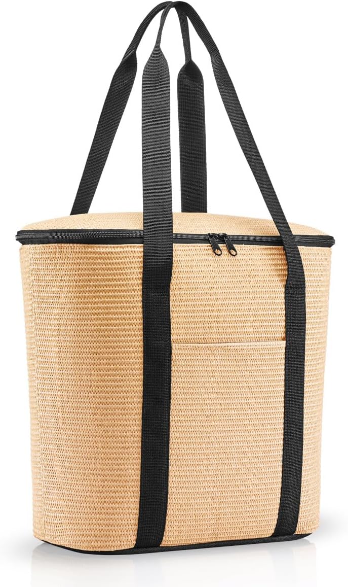 reisenthel thermoshopper Raffia Black – Kühltasche für den Einkauf oder das Picknick mit 2 Trageriem