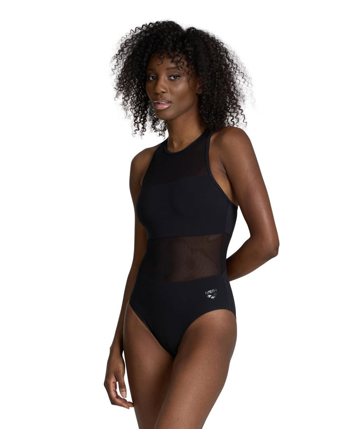ARENA Damen Feel Women's Mesh Panels Vent Back Swimsuit Badeanzug 34 Schwarz, 36
