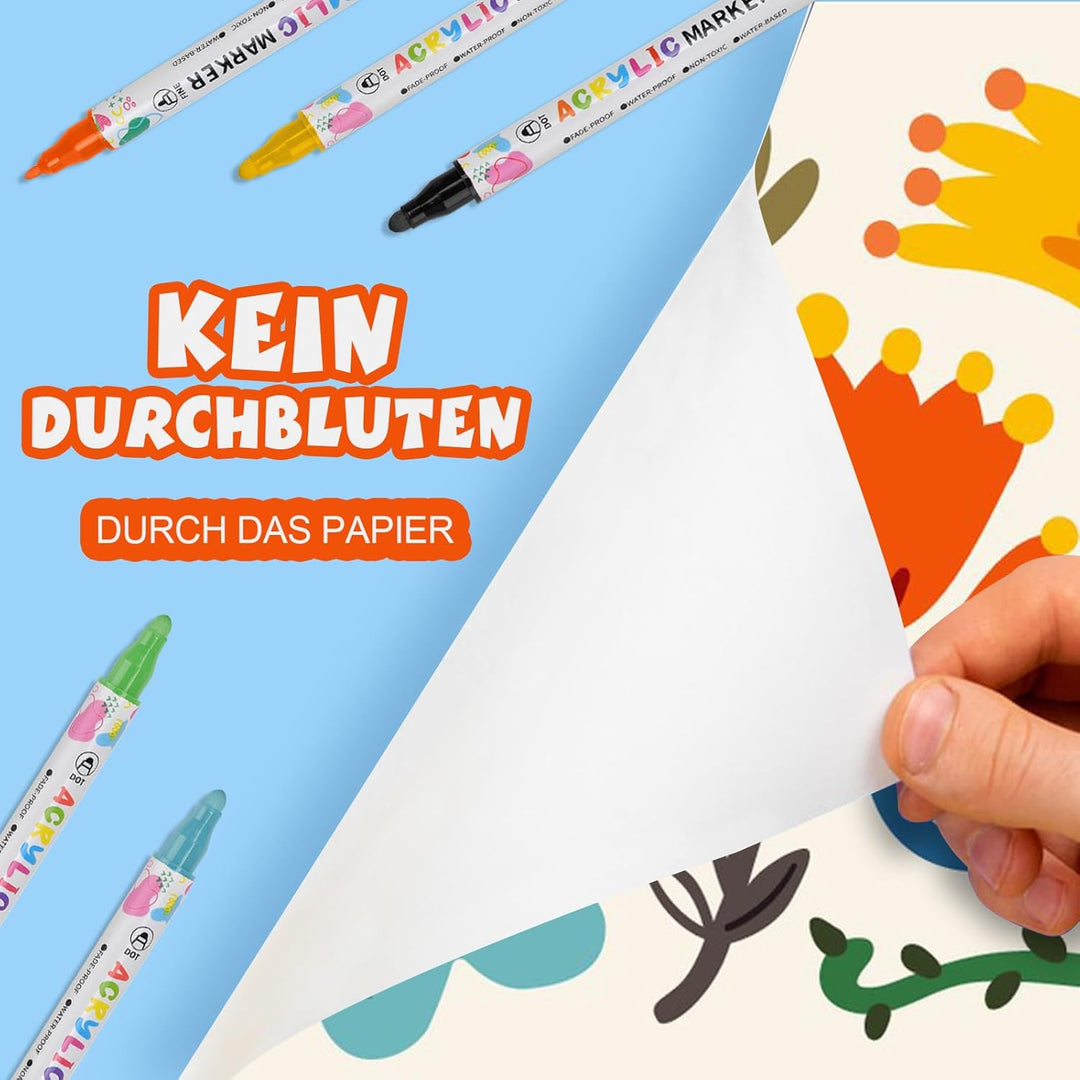KEMYR 100 Farben Acrylstifte Set mit Doppelspitze, Acrylmarker Wasserfeste für Steine, Holz, Glas &amp;
