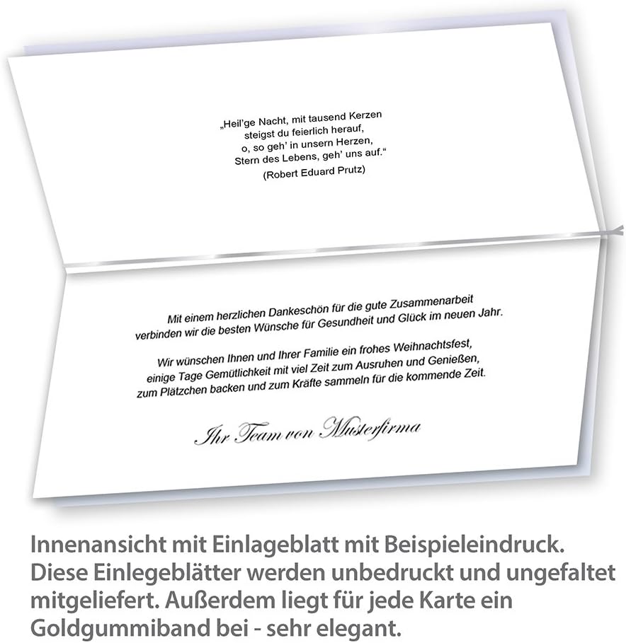 tatmotive Weisse Weihnachten Weihnachtskarten Set (25 Sets) mit Umschlag und mit Einlegeblätter Einl