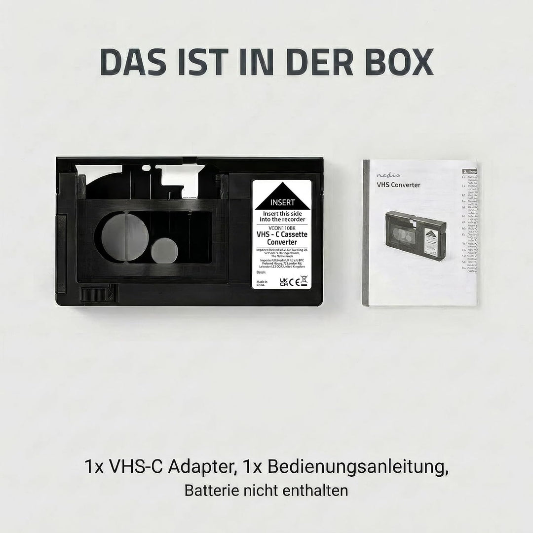 Nedis VHS-Konverter - Konvertierung: VHS-C auf VHS - Plug &amp; Play - Schwarz