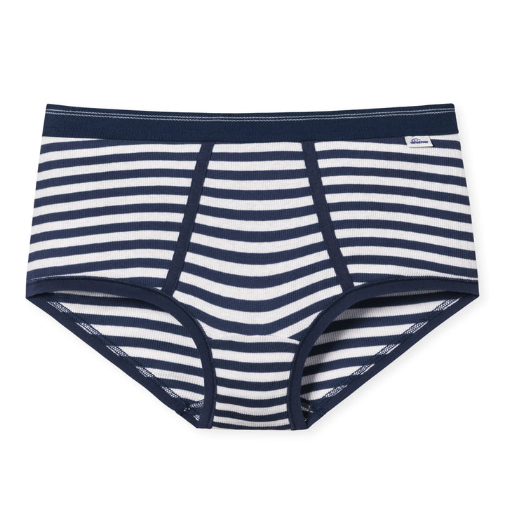Schiesser Revival, Damen Micro Pants Greta, Dunkelblau Geringelt, 34