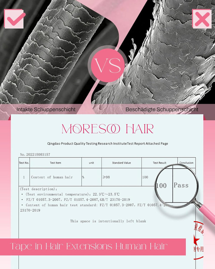 Moresoo Tape in Extensions Echthaar Braun 60cm Remy Echthaar Extensions Tape Haarverlängerungen Dick