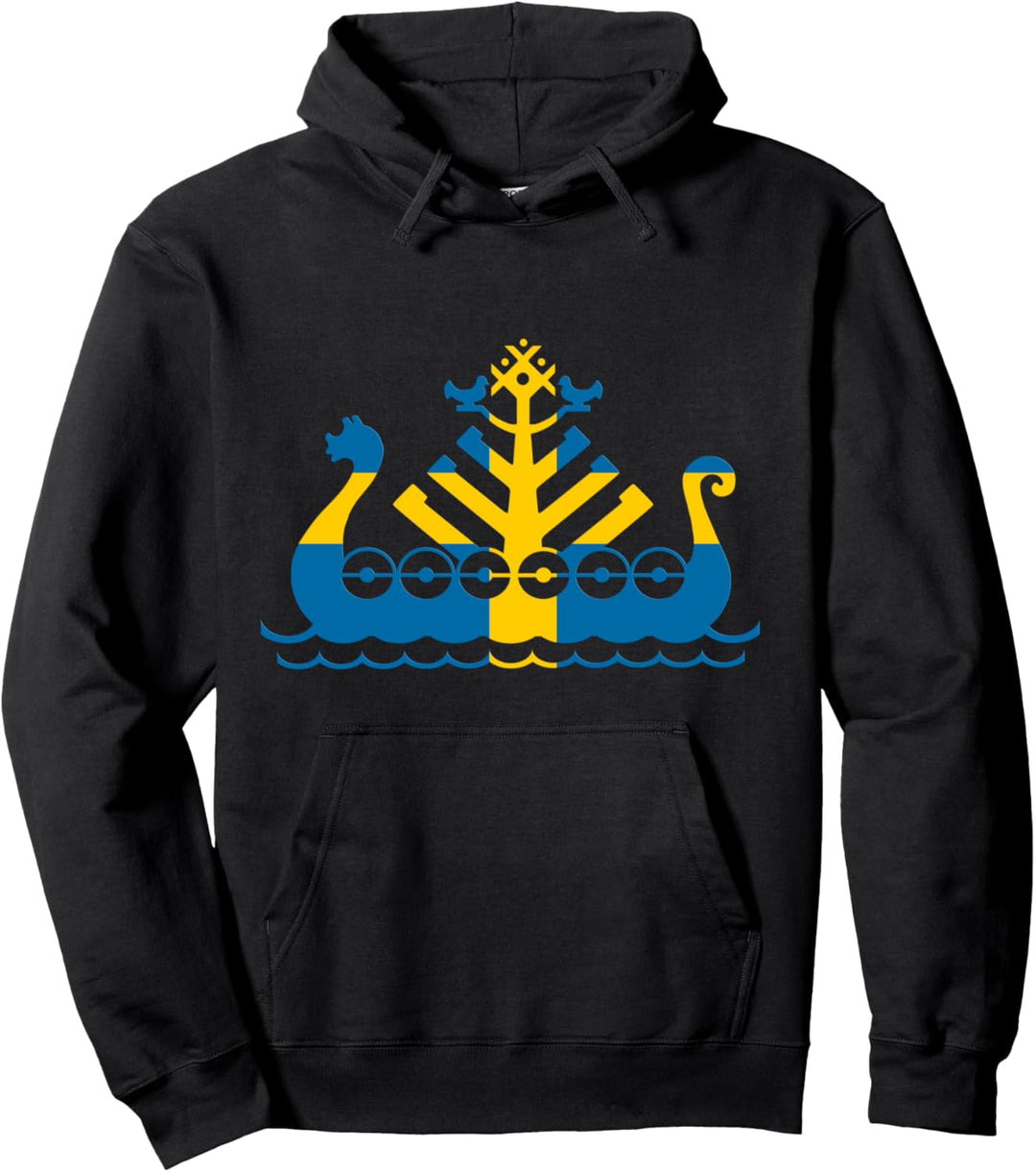 Sweden Viking Ship Tee Dragon Swedish Flag Pullover Hoodie