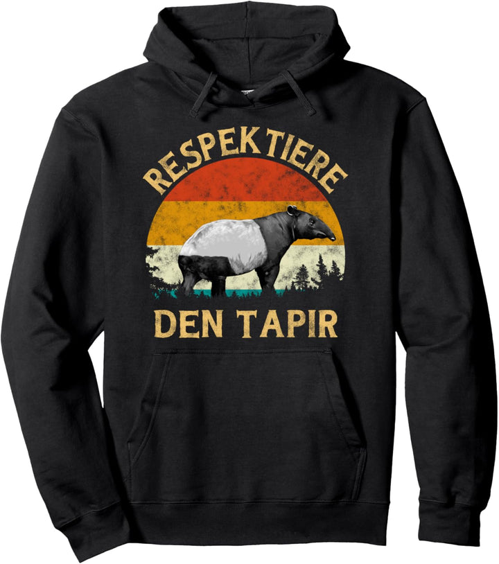 Respektiere den Tapir Retro Vintage Sunset Tree Men Tapir Pullover Hoodie