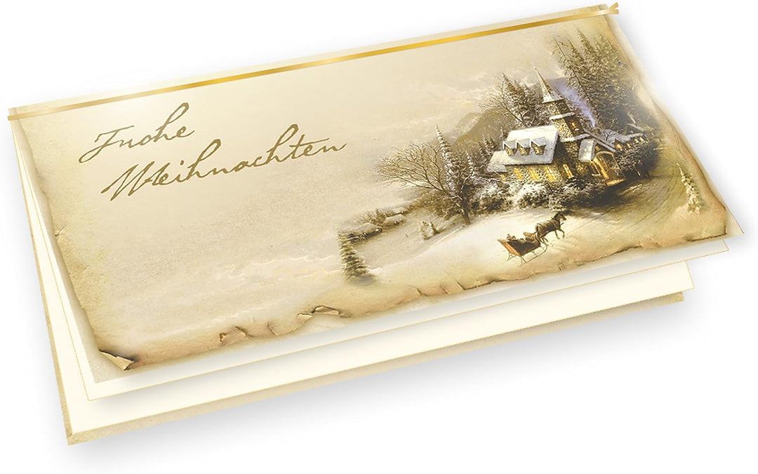 tatmotive 25-er Set Weihnachtskarten Klappkarten Grusskarten Set Motiv Winteridylle Jäger Jagd Frohe