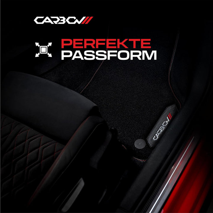MOTOS Personalisierte Velours-Fussmatten Carbon Series passend für SEAT Ibiza V ab 2017 - Premium, C