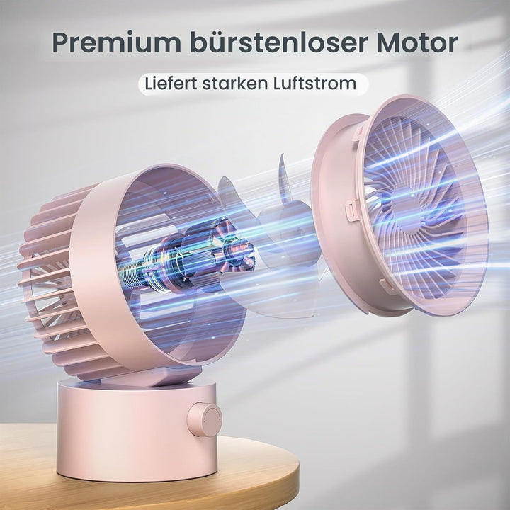 USB Ventilator Leise – Mini Tischventilator mit Stufenloser Regelung, Kleiner Schreibtischventilator