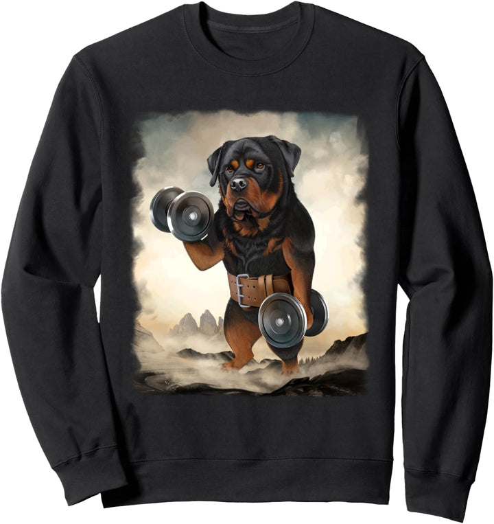 Rottweiler Muskeltraining Gewichtheben mit Hantel Sweatshirt