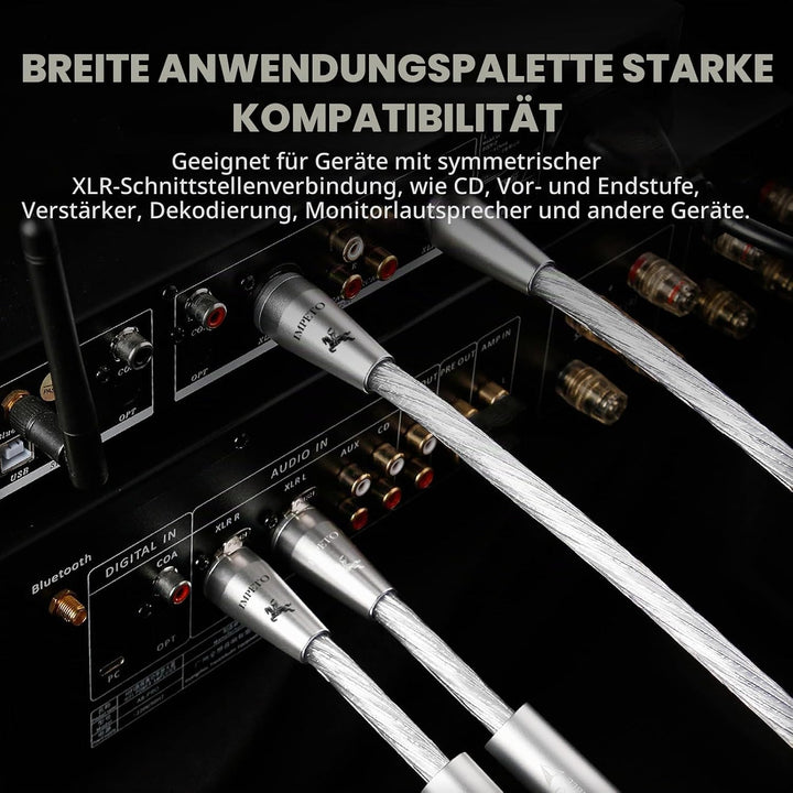 Impeto high end XLR Kabel，HIFI Mikrofonkabel, S-OCC 3-Pin XLR Stecker auf Buchse Mikrofonkabel für M