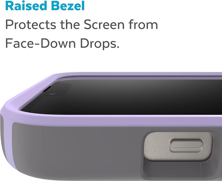 Speck Produkte CandyShell Pro iPhone 14 Hülle, kompatibel mit MagSafe, Cloudy Grey/Spring Purple Wol