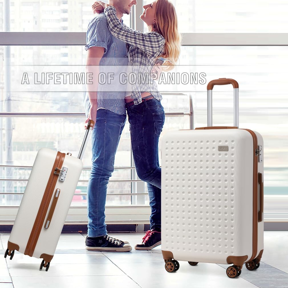 KONO Koffer Trolley Gross Hartschalenkoffer Reisekoffer von ABS Hartschalen Handgepäck mit 4 Spinner