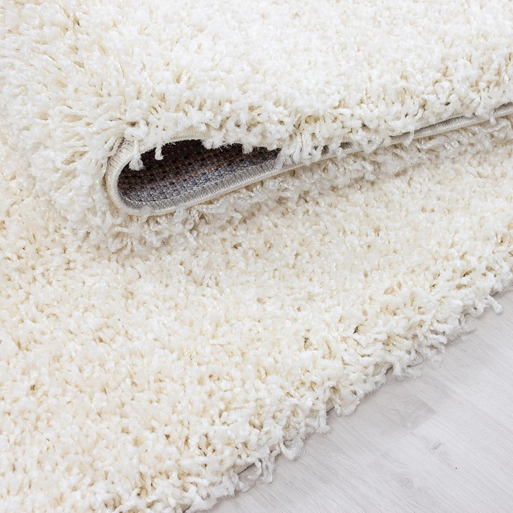 HomebyHome Shaggy Teppich Läufer Flur 80 x 150 cm - Shaggy Teppich Hochflor Creme Extra Weich und Fl