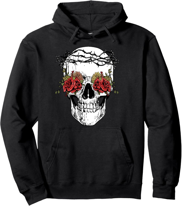 Punk Rosen Totenkopf Schädel Rock Pullover Hoodie