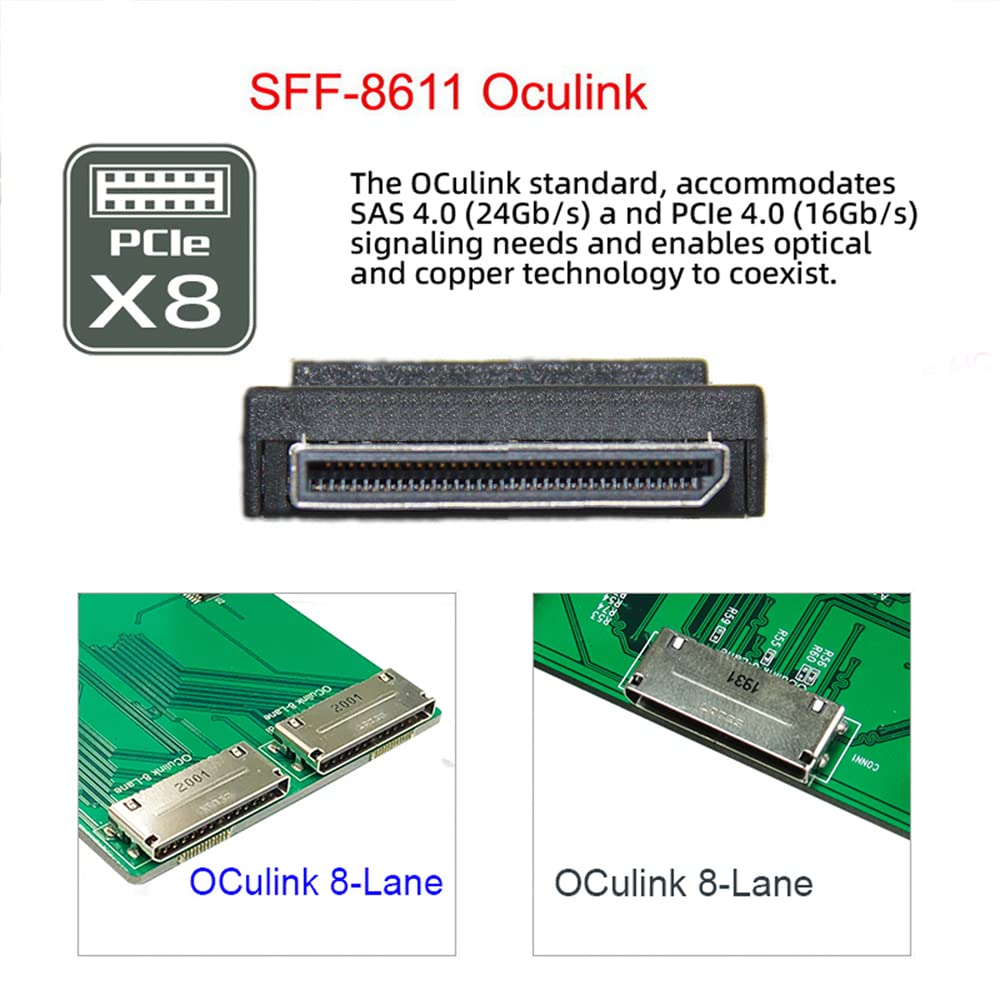 cablecc 50cm OCuLink PCIe PCI-Express SFF-8611 8x 8-Lane auf Dual SFF-8643 HD 4x SSD Daten Aktiv Kab