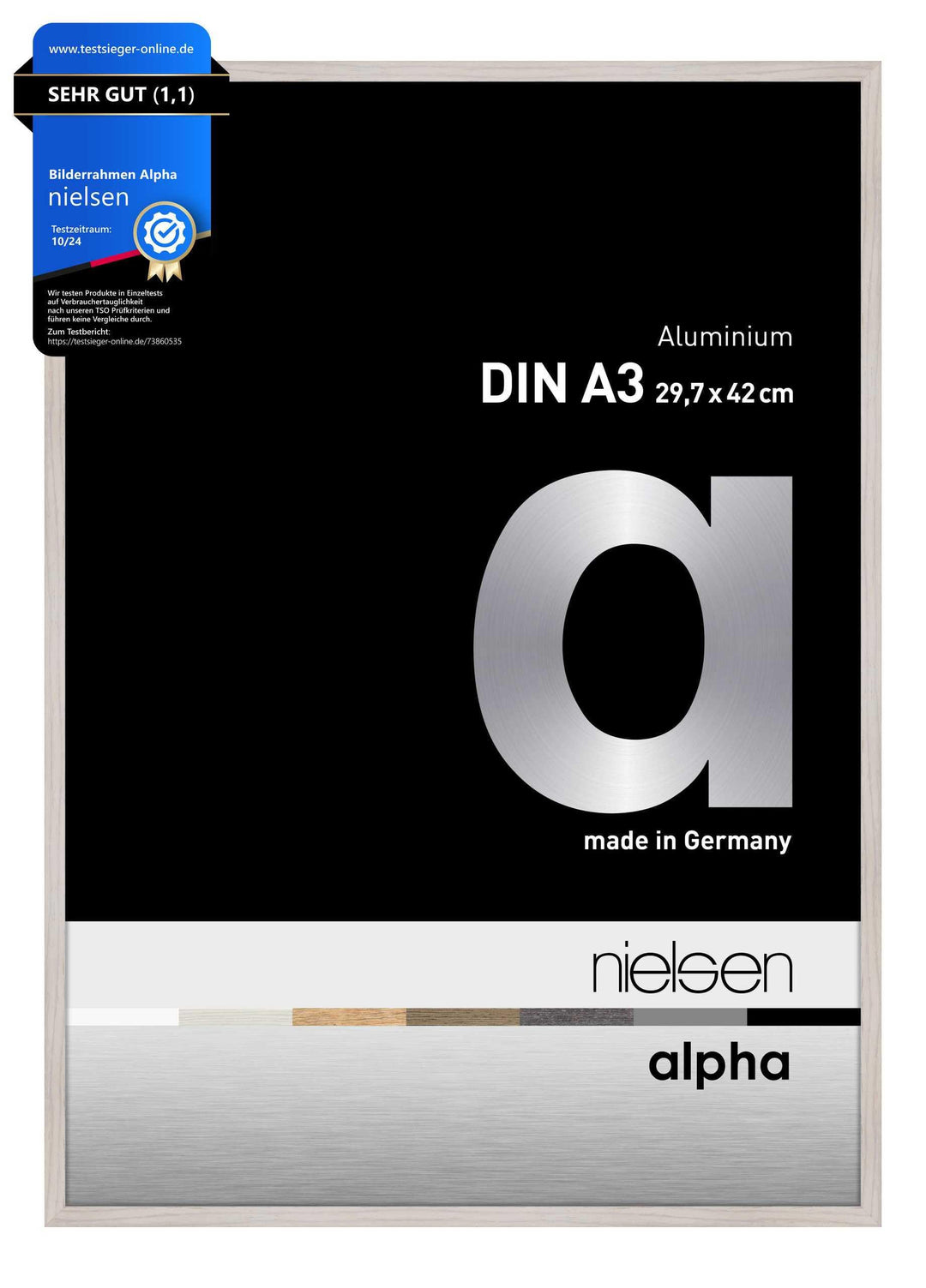nielsen Aluminium Bilderrahmen Alpha, 29,7x42 cm (A3), Eiche Weiss Eiche Weiss 29,7 x 42 cm (A3), Ei