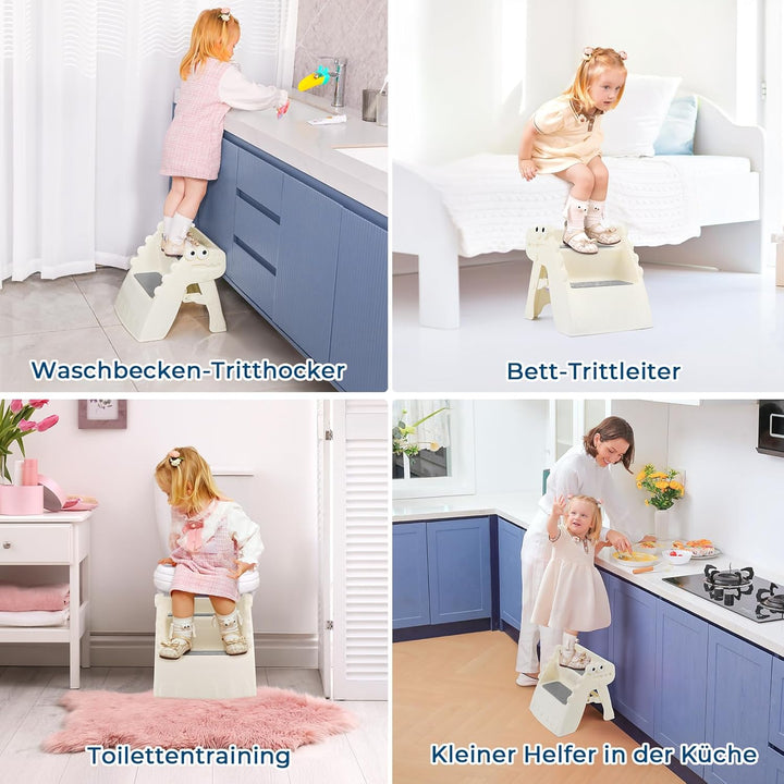 Tritthocker Kinder Hocker Kinder Klappbar Tritthocker Kinder 2 Stufen, Rutschfester Hocker Kinder Ba