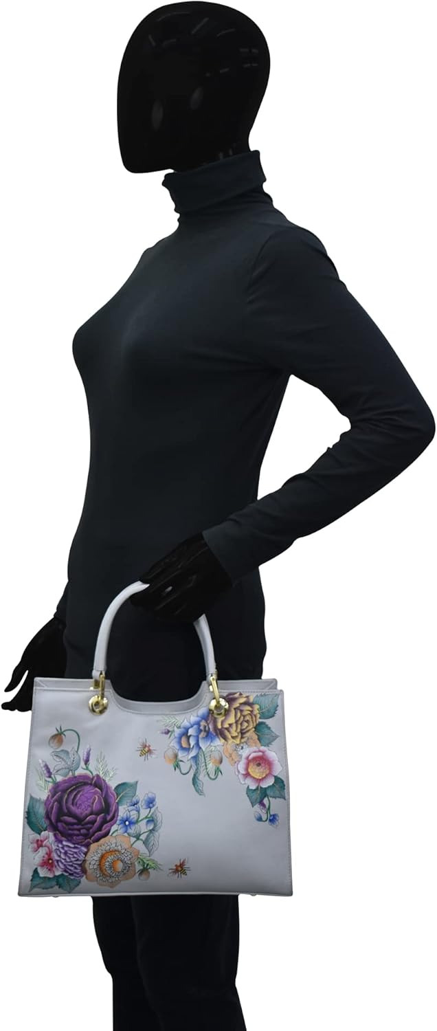 Anuschka Handbemalte Satchel Tasche aus Echtleder Floral Charm, Floral Charm