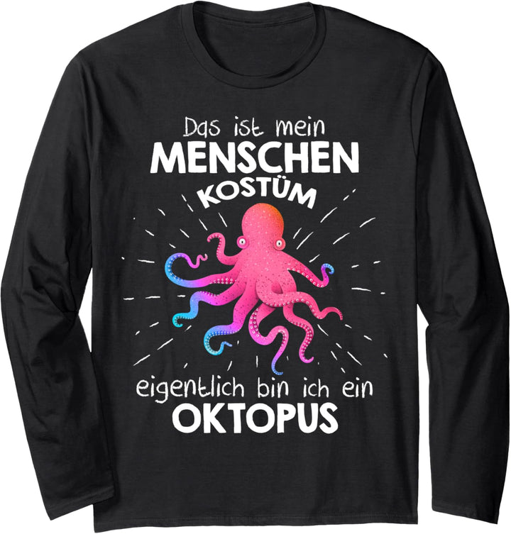 Mein Menschen Kostüm Bin ich ein Oktopus, Halloween Outfit Langarmshirt