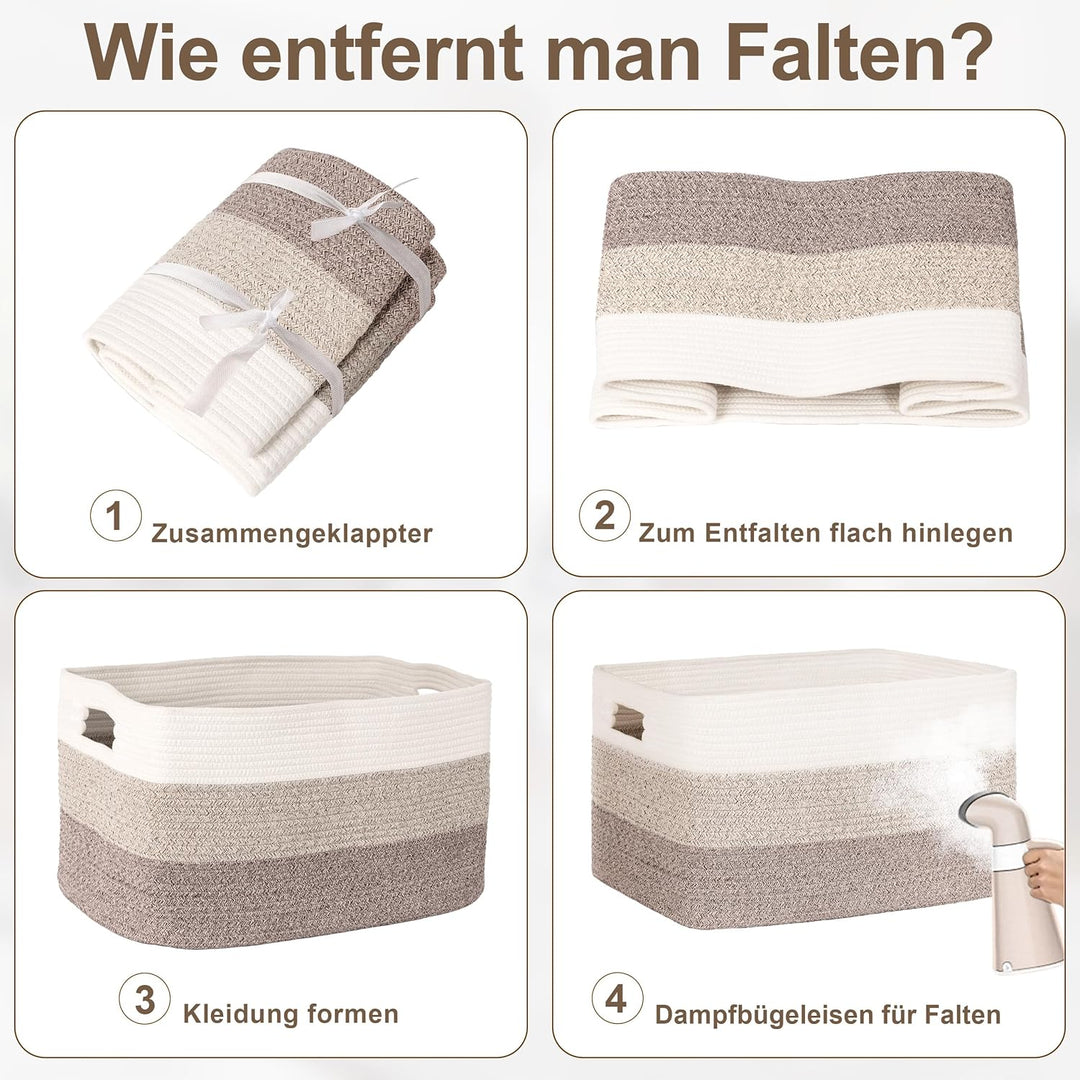 45L Aufbewahrungskorb Klein Baumwollseil, Korb für Spielzeug, Kleidung, Korb Aufbewahrung für Deko K