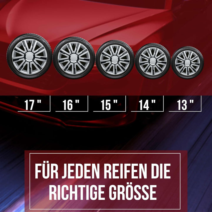 Albrecht 15 Zoll Radkappen schwarz/silber für Stahlfelgen - Mirage Radzierblenden aus hochwertigem K