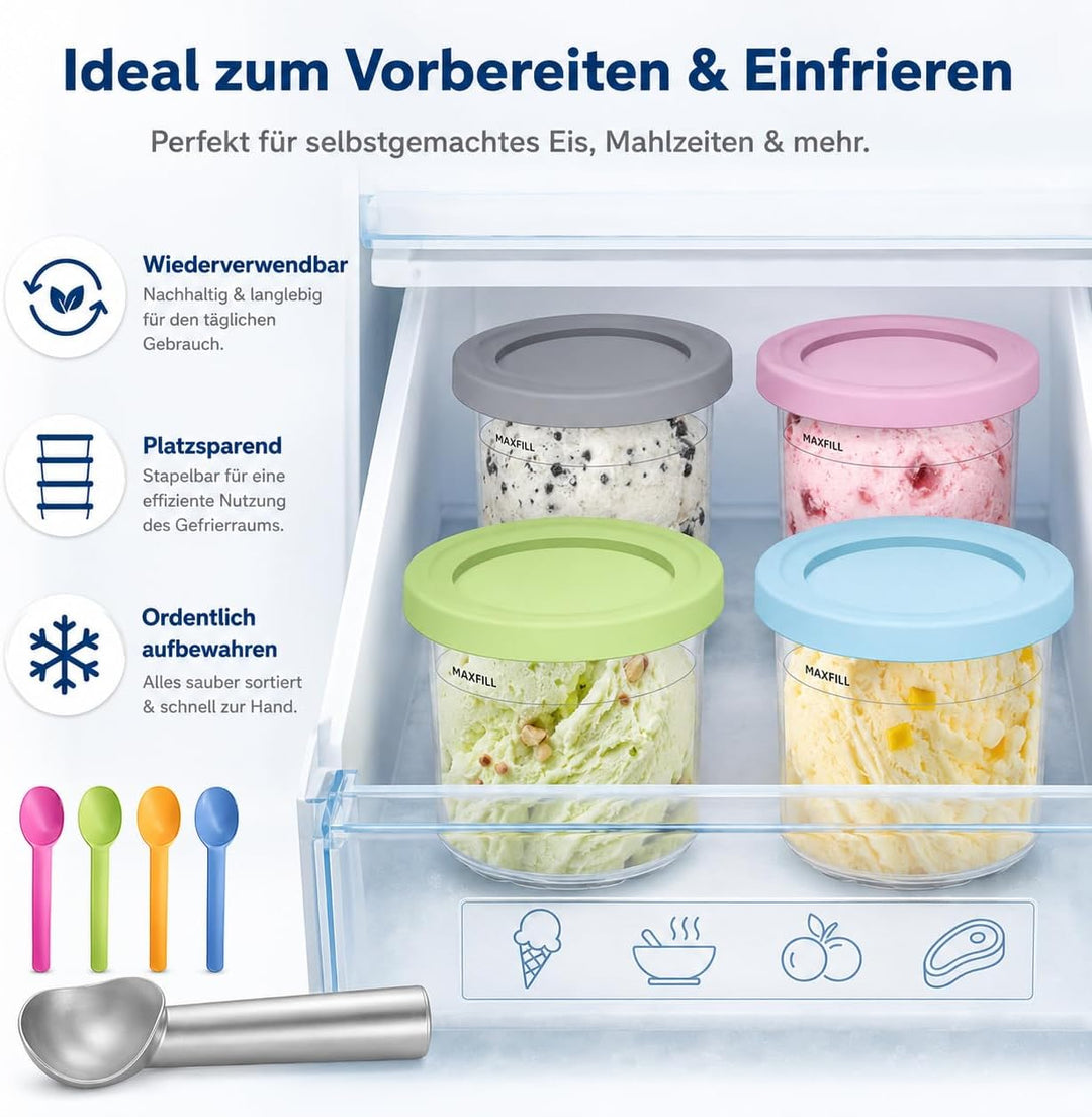 DULCE DOM Eiscremebehälter Set kompatibel mit Ninja Creami NC300 NC301 NC299AMZ CN305A CN301CO, 16 o