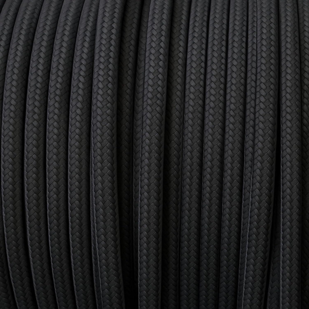 smartect Textilkabel Schwarz, 50 Meter Vintage Lampenkabel Stoff, 3-Adrig (3 x 0.75 mm²) Stromkabel