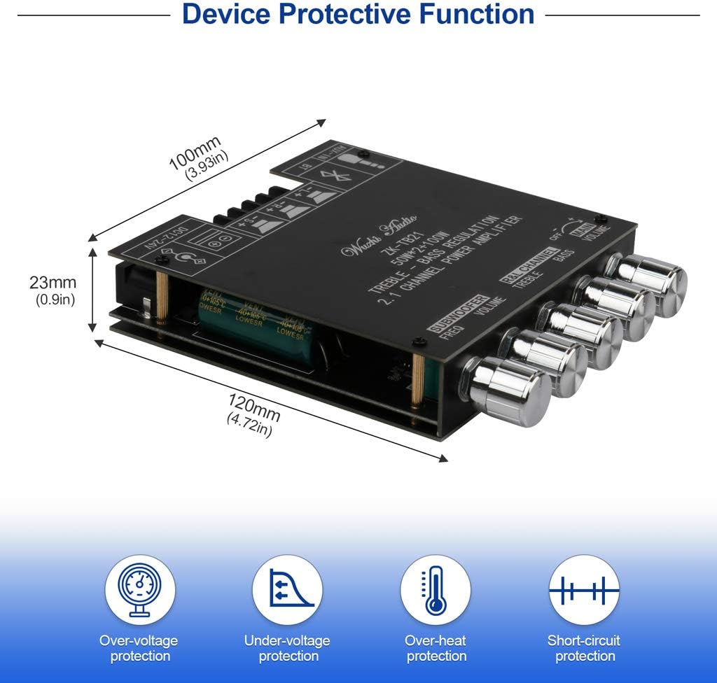 HiFi-Verstärker TB21 Mini Bluetooth5.0 Verstärker Modul 2.1 Kanal Stereo Audio Amplifier Board 50WX2