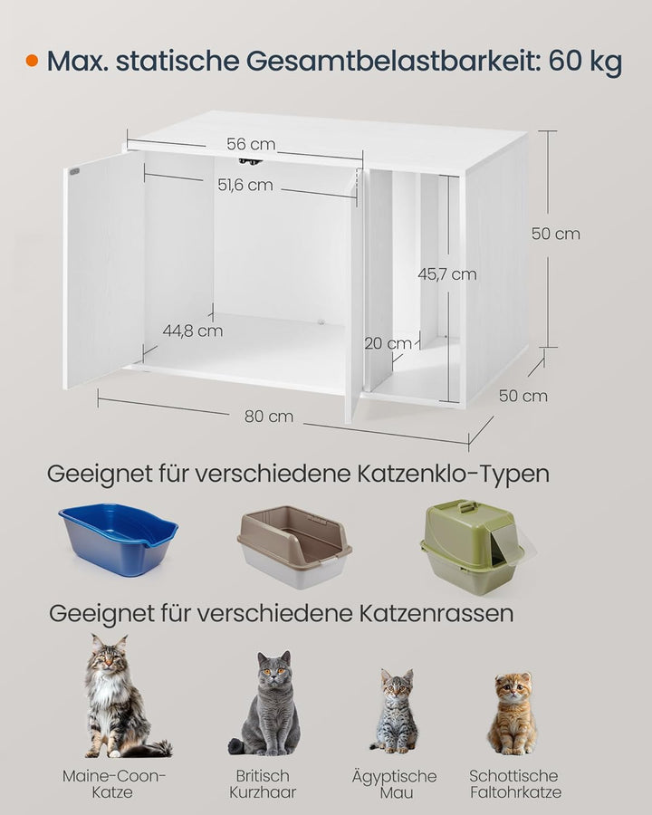 SONGMICS HOME Katzenklo-Schrank, Toolless-Technologie, Superschnelle werkzeuglose Montage, Katzensch