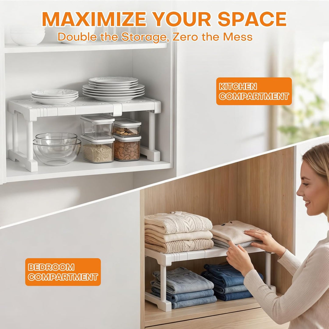 FARYODI Verstellbare Regale für Schrank, Erweiterbares Einlegeböden Schrankregal, 22 cm Höhe, 24cm W