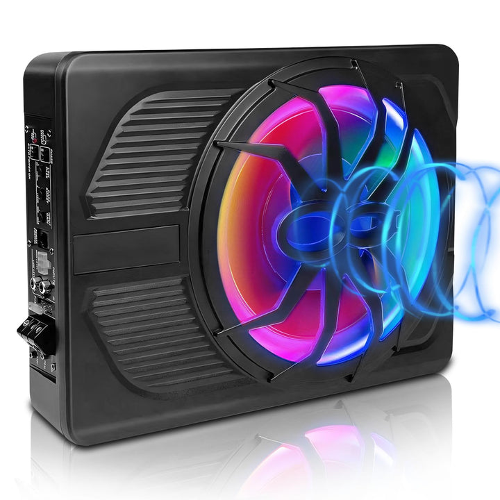 WODHMIEY 10 Zoll 800W Ultra-Dünner Aktiv-Subwoofer Für Auto/Truck Mit Verstärker, 24dB Starker Bass,