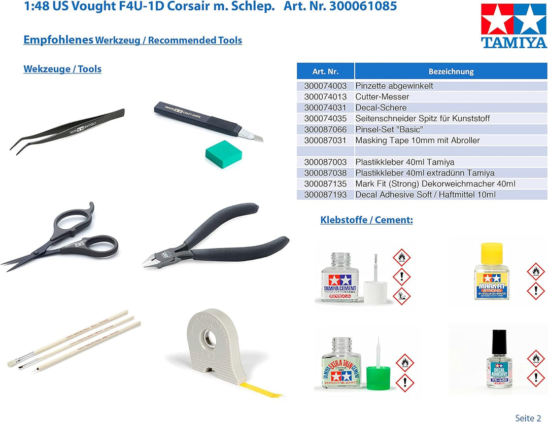 Tamiya 300061085 - 1:48 Vought F4U-1D Corsair