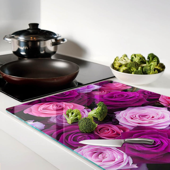 Glasschneidebrett 80x52 cm Plastikfrei Lebensmittelecht Dekorativ Dünn Glasplatte Antibakteriell Geh