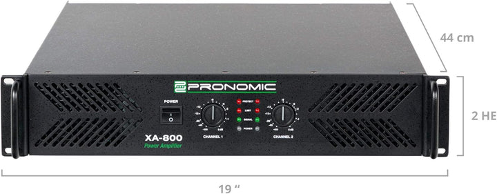 Pronomic XA-800 Endstufe - Stereo-Leistungsverstärker mit 2x 1900 Watt an 2 Ohm - Lüfter automatisch