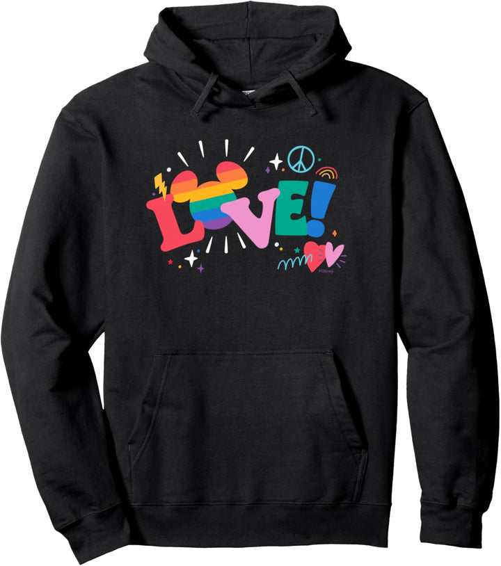 Disney Mickey Mouse Icon Pride Love Rainbow Doodles Pullover Hoodie