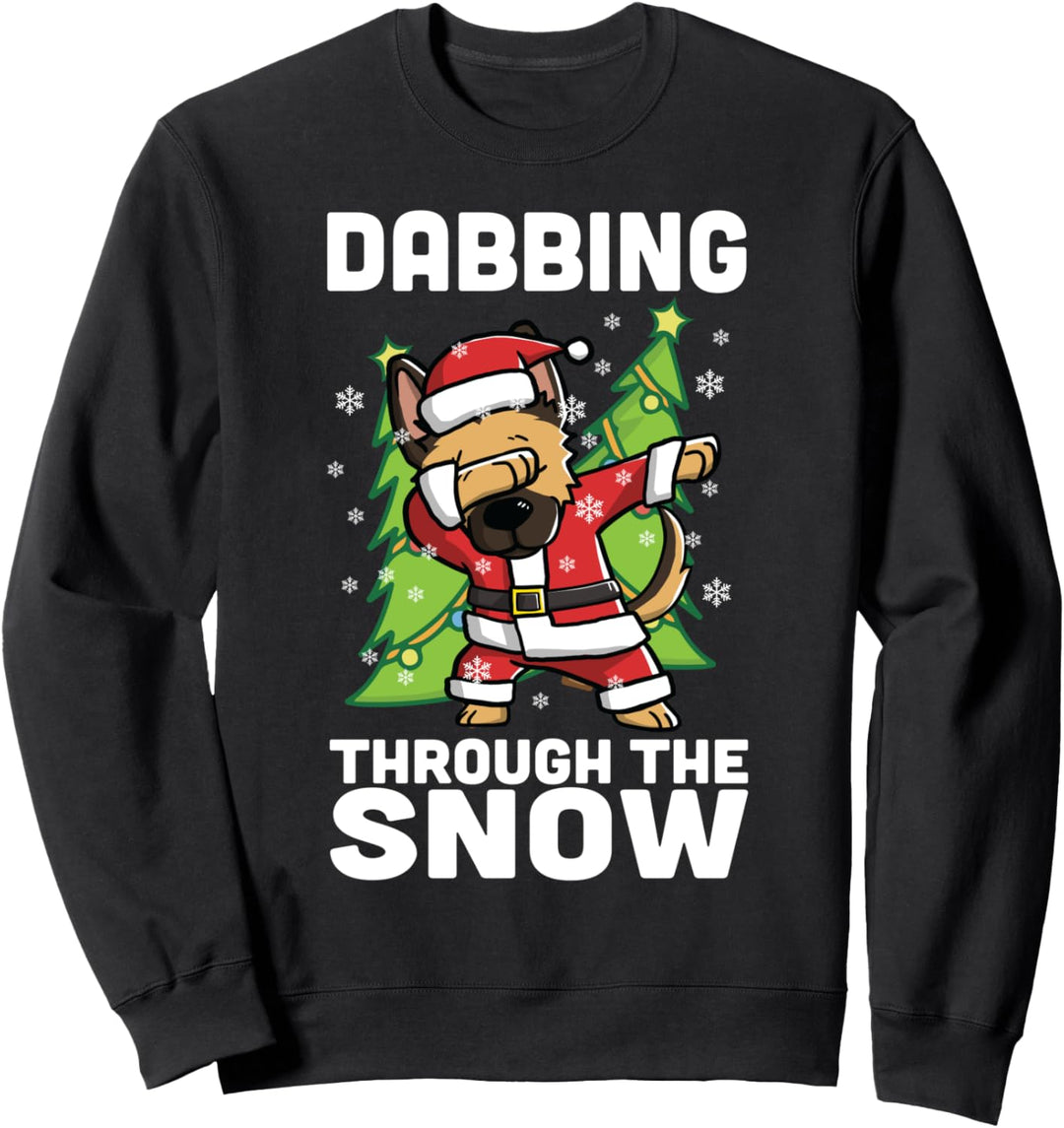 Dabbing Through The Snow German Shepherd Christmas Sweatshirt