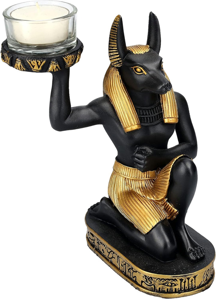 Teelichthalter Anubis Figur kniend | Ägyptische Deko