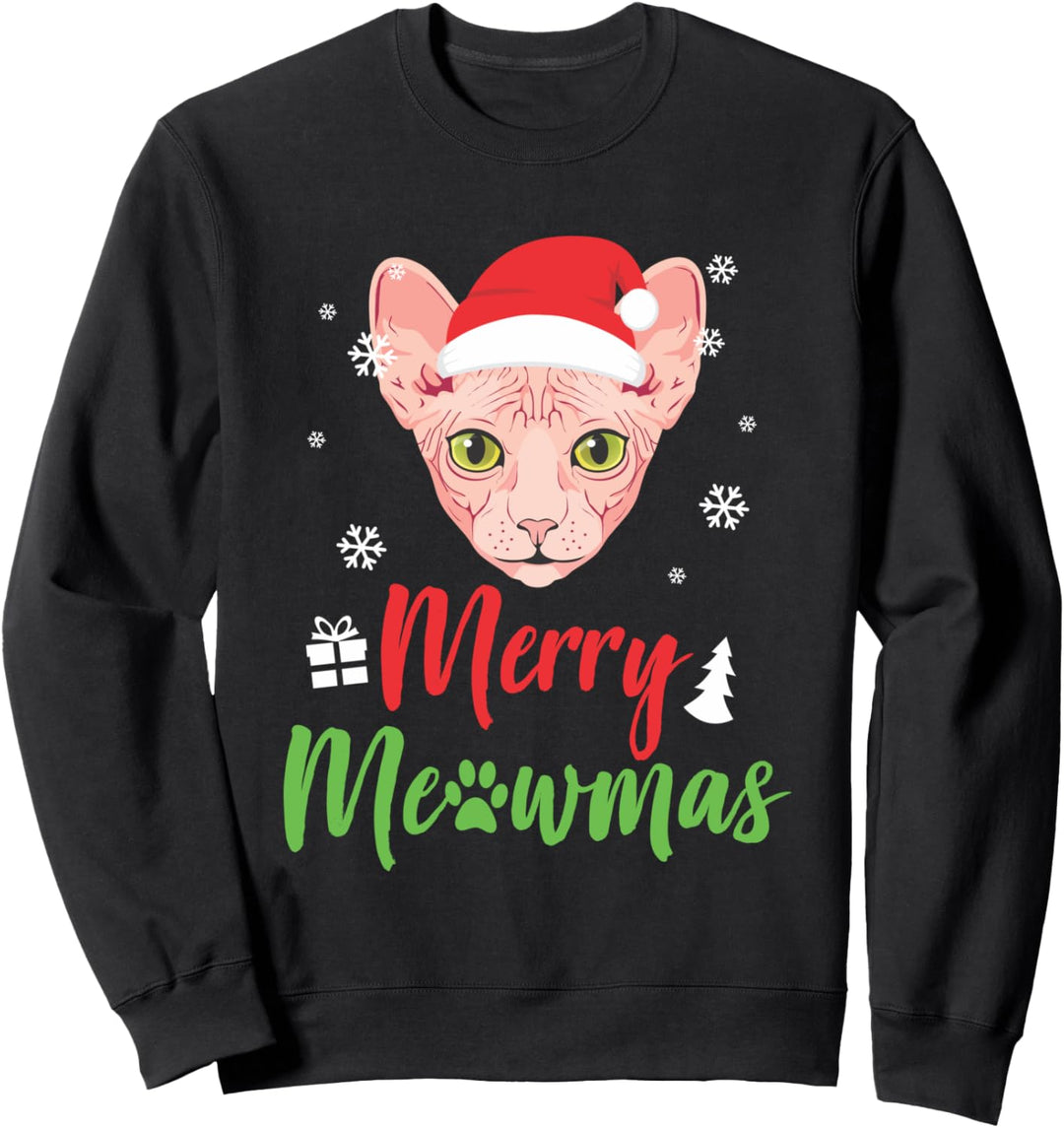 Weihnachtskatze Sphynx Frohe Meowmas Geschenk Sweatshirt